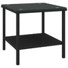 vidaXL fekete polyrattan &eacute;s edzett &uuml;veg kisasztal 45 x 45 x 45 cm