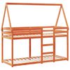 vidaXL viaszbarna tömör fenyőfa ágy emelettel és tetővel 75 x 190 cm