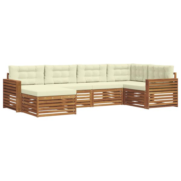 vidaXL K&uuml;lt&eacute;ri kanap&eacute; szett p&aacute;rn&aacute;val 6 pcs Term&eacute;szetes &eacute;s kr&eacute;msz&iacute;nű