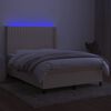 vidaXL kr&eacute;msz&iacute;nű sz&ouml;vet rug&oacute;s &eacute;s LED-es &aacute;gy matraccal 140x190cm