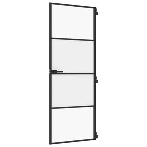vidaXL fekete edzett &uuml;veg &eacute;s alum&iacute;nium v&eacute;kony belt&eacute;ri ajt&oacute; 76x201,5 cm
