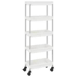 vidaXL 5 szintes feh&eacute;r vas &eacute;s ABS konyhai kocsi 42 x 29 x 128 cm