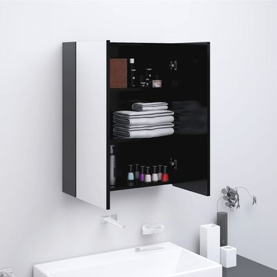 vidaXL antracitszürke MDF tükrös fürdőszobaszekrény 60 x 15 x 75 cm