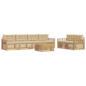 vidaXL K&uuml;lt&eacute;ri kanap&eacute; szett p&aacute;rn&aacute;val 7 pcs Feh&eacute;r &eacute;s B&eacute;zs Poli&eacute;szter