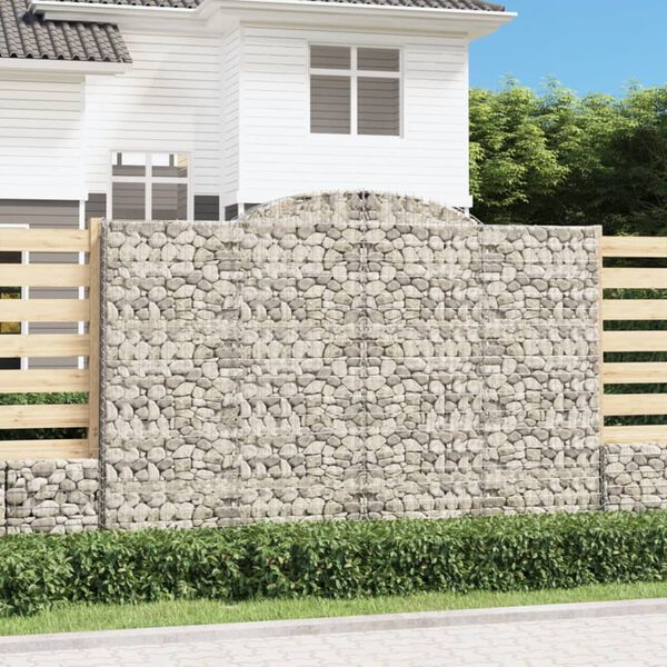 vidaXL &iacute;ves horganyzott vas gabion kos&aacute;r 300 x 50 x 200/220 cm