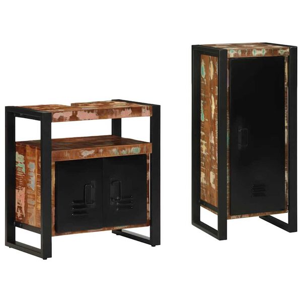 vidaXL Fürdőszoba bútor szett 2 pcs Szilárd újrahasznosított fa