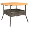 vidaXL sz&uuml;rke polyrattan kerti asztal ak&aacute;cfa lappal &Oslash;110 x 71 cm