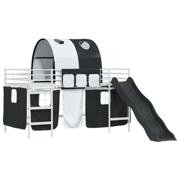 vidaXL Gyerekek Loft &Aacute;gykerete Feh&eacute;r &eacute;s fekete 80 x 200 cm F&eacute;m
