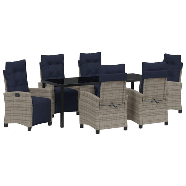 vidaXL Kert &eacute;tkező szett p&aacute;rn&aacute;val 7 pcs Sz&uuml;rke polirattan