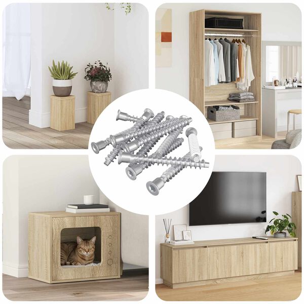 vidaXL Confirmat csavarok 12 pcs Ez&uuml;st &Oslash;7 x 58 mm F&eacute;m