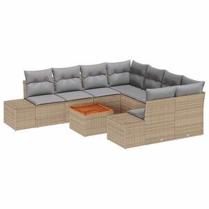 vidaXL Kerti Kanap&eacute; Szett 9 db Beige &eacute;s Vil&aacute;gossz&uuml;rke polirattan