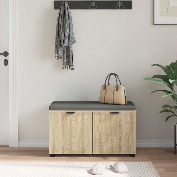 vidaXL Előt&eacute;r pad p&aacute;rn&aacute;val t&aacute;rol&oacute;val Sonoma t&ouml;lgy 80 x 46 x 46 cm