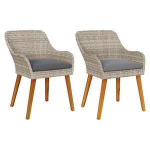 vidaXL Kerti Sz&eacute;k 2 pcs Vil&aacute;gossz&uuml;rke 62.5 x 55 x 82 cm polirattan