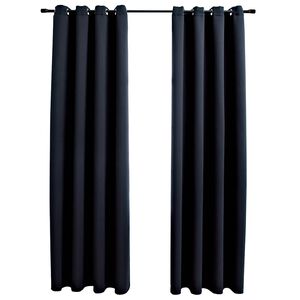 vidaXL 2 db fekete s&ouml;t&eacute;t&iacute;tőf&uuml;gg&ouml;ny f&eacute;mgyűrűkkel 140 x 175 cm