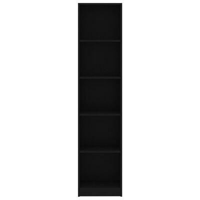 vidaXL 5-szintes fekete forgácslap könyvszekrény 40 x 24 x 175 cm