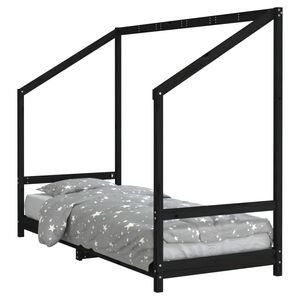 vidaXL fekete t&ouml;m&ouml;r fenyőfa gyerek&aacute;gykeret 80 x 200 cm