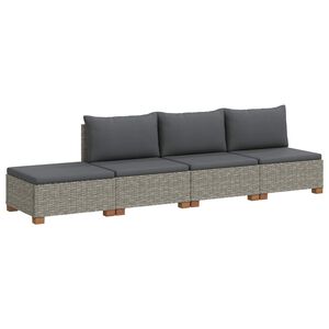 vidaXL 4 db Rattan Kerti B&uacute;tor K&eacute;szlet P&aacute;rn&aacute;kkal GENDT Kubu Sz&uuml;rke