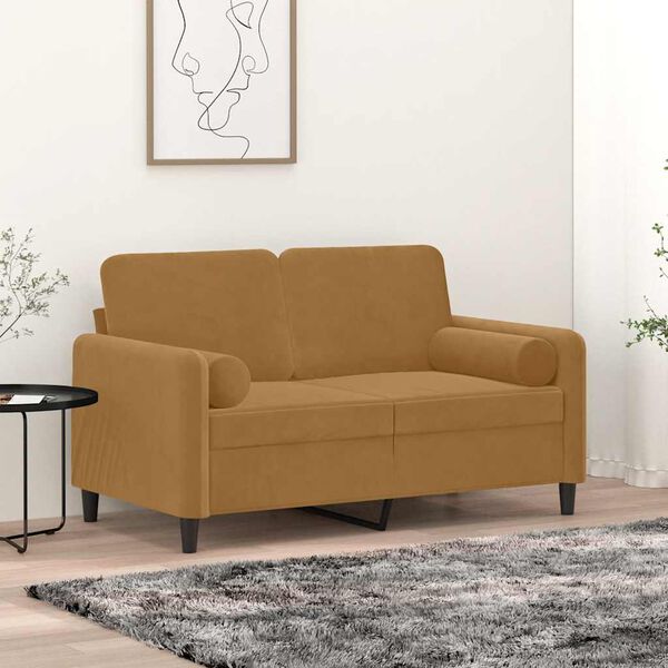 vidaXL 2 db barna bársony díszpárna Ø15x50 cm