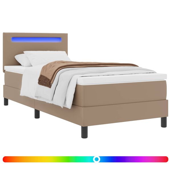 vidaXL Boxrug&oacute;s &aacute;gy matracmal fejt&aacute;ml&aacute;val Cappuccino 90 x 190 cm Műbőr