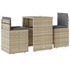 vidaXL 3 r&eacute;szes vil&aacute;gossz&uuml;rke polyrattan bisztr&oacute;garnit&uacute;ra p&aacute;rn&aacute;kkal