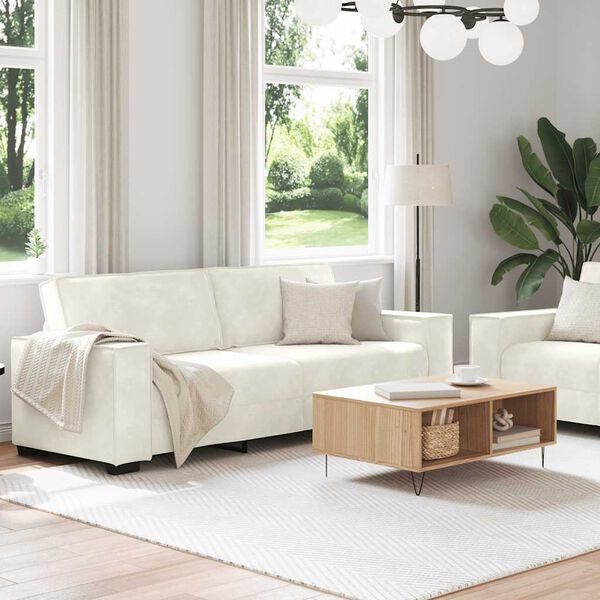 vidaXL 2 részes krém bársony ülőgarnitúra párnákkal