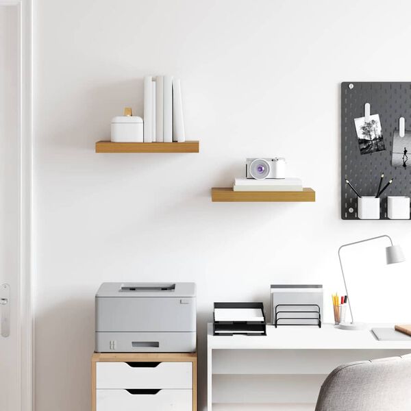 vidaXL Falpolc Falra szerelhető 2 pcs B&eacute;zs 40 x 23,5 x 4 cm Faanyag