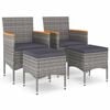 vidaXL 4 r&eacute;szes sz&uuml;rke kerti polyrattan sz&eacute;k- &eacute;s zs&aacute;molyszett
