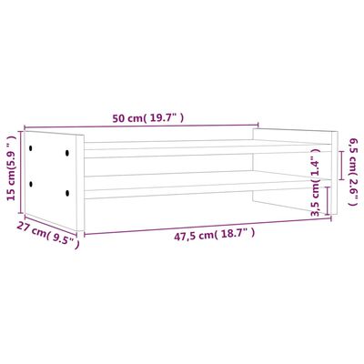 vidaXL szürke tömör fenyőfa monitorállvány 50x27x15 cm