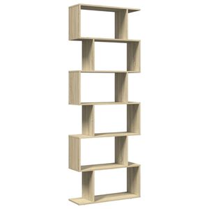 vidaXL 6 szintes sonoma t&ouml;lgy fa elv&aacute;laszt&oacute; k&ouml;nyvespolc 70x24x193 cm