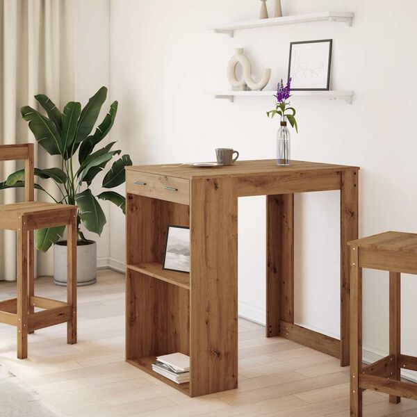 vidaXL k&eacute;zműves t&ouml;lgy sz&iacute;nű szerelt fa b&aacute;rasztal 102 x 70 x 103,5 cm