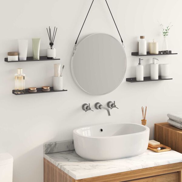 vidaXL Lebegő polc Falra szerelhető 4 pcs Fekete 40 x 9 x 2,5 cm Ac&eacute;l