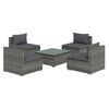 vidaXL 5 r&eacute;szes sz&uuml;rke polyrattan kerti &uuml;lőgarnit&uacute;ra p&aacute;rn&aacute;kkal