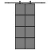 vidaXL fekete edzett &uuml;veg tol&oacute;ajt&oacute; f&eacute;mszerel&eacute;k szettel 90x205 cm