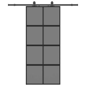 vidaXL fekete edzett &uuml;veg tol&oacute;ajt&oacute; f&eacute;mszerel&eacute;k szettel 90x205 cm