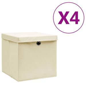vidaXL 4 db kr&eacute;msz&iacute;nű fedeles t&aacute;rol&oacute;doboz 28x28x28 cm