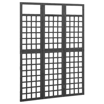 vidaXL 3 paneles fekete tömör fenyő térelválasztó/lugasrács 121x180 cm