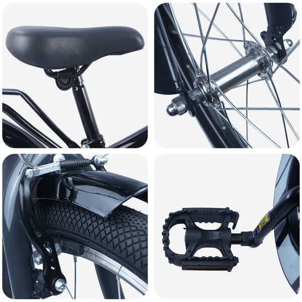 vidaXL Gyerek Bicikli 18 H&uuml;velyk 5-7 &eacute;ves korig Fekete