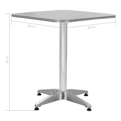 vidaXL ezüstszínű alumínium kerti asztal 60 x 60 x 70 cm