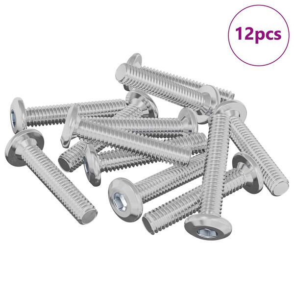 vidaXL Fejz&aacute;r Csavar 12 pcs Ez&uuml;st M6 x 35 mm Ac&eacute;l