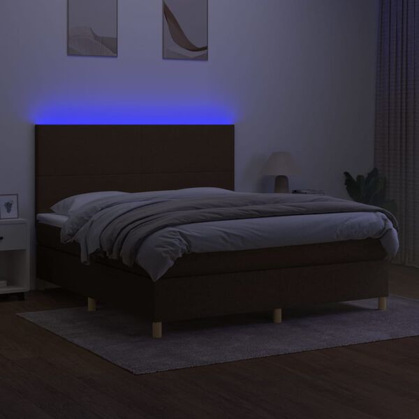 vidaXL barna sz&ouml;vet rug&oacute;s &eacute;s LED-es &aacute;gy matraccal 180 x 200 cm