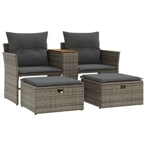 vidaXL 2 szem&eacute;lyes sz&uuml;rke polyrattan kerti kanap&eacute; zs&aacute;molyokkal