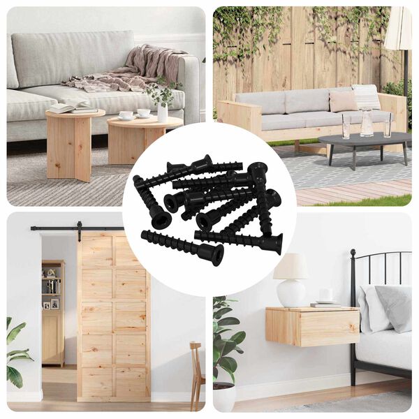 vidaXL Dug&oacute;s Fej Csavar 3072 pcs Fekete 10 x 40 mm Vas