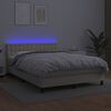 vidaXL kr&eacute;msz&iacute;nű műbőr rug&oacute;s &aacute;gy matraccal &eacute;s LED-del 140x200 cm