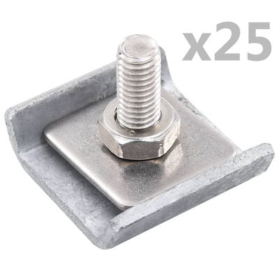 vidaXL 25 szett ezüstszínű összekötő elem rácskerítéshez