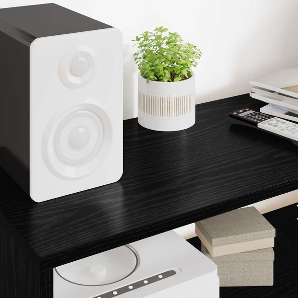 vidaXL TV szekr&eacute;ny Fekete t&ouml;lgy 100 x 30 x 40 cm Faanyag