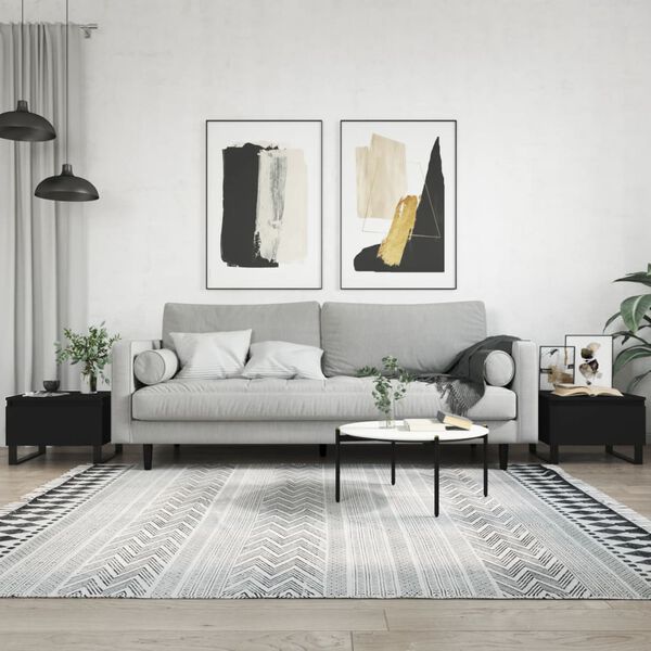 vidaXL 2 db fekete szerelt fa doh&aacute;nyz&oacute;asztal 50 x 46 x 35 cm