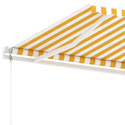 vidaXL sárga-fehér automata póznás napellenző 500x300 cm