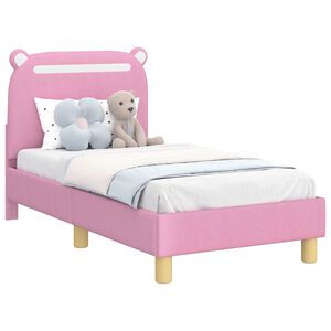 vidaXL Gyerek&aacute;gy keret fejt&aacute;ml&aacute;val R&oacute;zsasz&iacute;n 70 x 140 cm Sz&ouml;vet