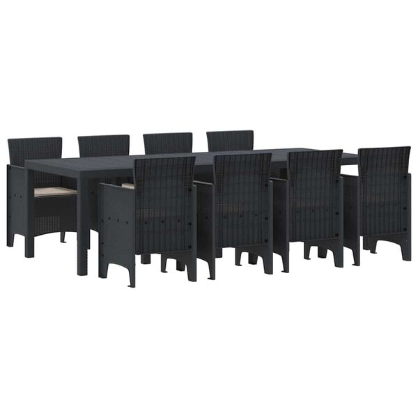 vidaXL Kert étkező szett 9 pcs Antracit Polt rattan