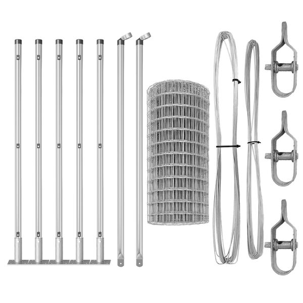 vidaXL Ker&iacute;t&eacute;s oszlopokkal Ez&uuml;st 0,4 x 10 m Ac&eacute;l